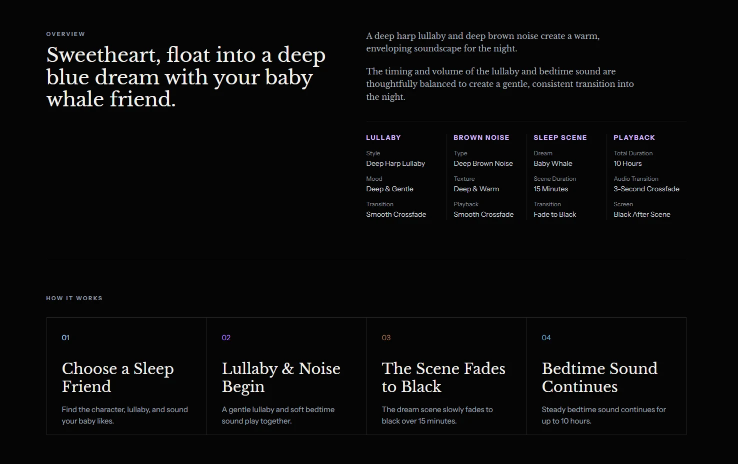 BabySweetDreams site introduction screen